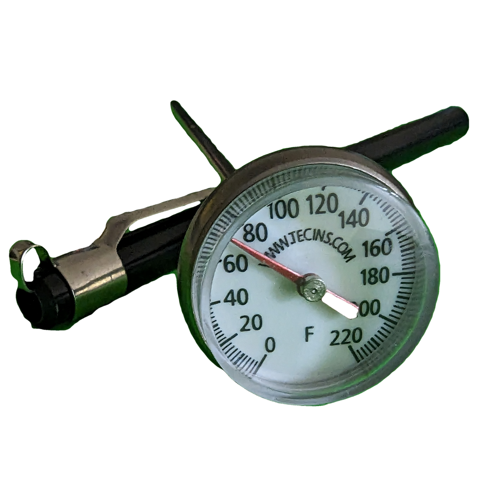 Tech Instrumentation T220FL-Tecins   5" Stem, 1" Dial, 0/220 F Bimetal Thermometer. Standard Calibration Nut, black sheath