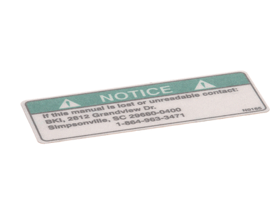 BKI N0165 DECAL  NOTICE LOST MANUAL