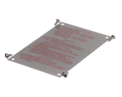 BLODGETT 20326 LIGHTING INSTR PLATE W/SCREWS