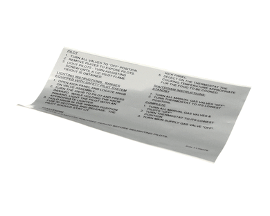 SOUTHBEND RANGE 1179076 LIGHTING INSTRUCTIONS -ENGLISH