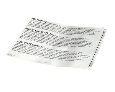 ULTRAFRYER 23376 DECAL  WARNING -IMPROPER INSTA