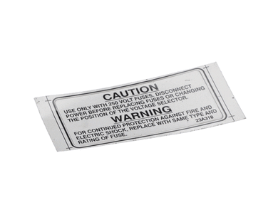 ULTRAFRYER 23A318 DECAL  WARNING 250V FUSE NOTE