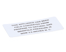 VULCAN HART 00-421727-00002 PLATE PROPANE TO NATURAL GAS