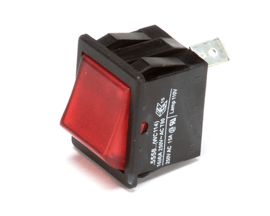 WILBUR CURTIS WC-114R SWITCH  ROCKER (RED) 120V NEON