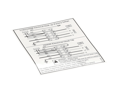 WILBUR CURTIS WC-38167 LABEL, DUAL VOLTAGE POWER HOOK